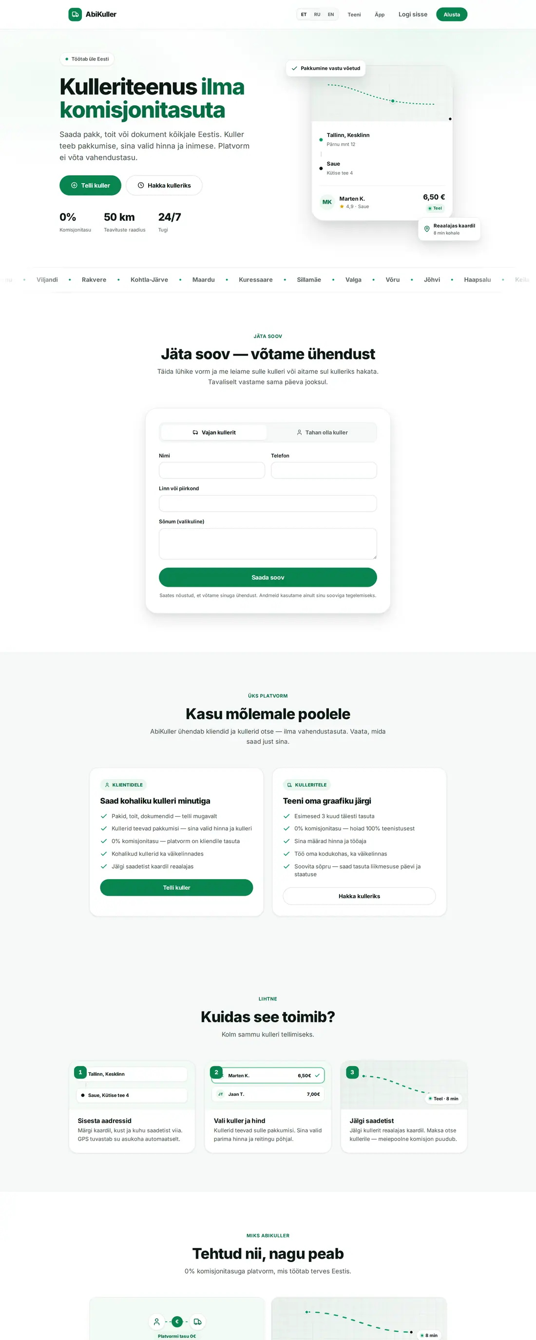 abikuller.ee — Kullerteenuse turuplats